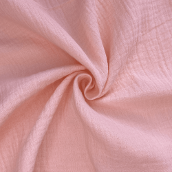 Ткань Муслин Жатый, цвет Нежно-Розовый (на отрез)  в Орехово-Зуево