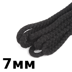 Шнур с сердечником 7мм, цвет Чёрный (плетено-вязанный, плотный)  в Орехово-Зуево